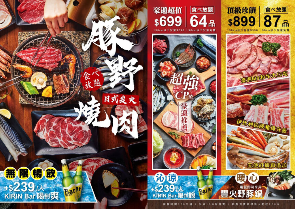 豚野日式炭火燒肉菜單價位