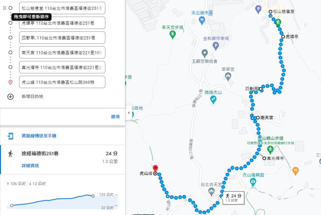 台北虎山親山步道地圖