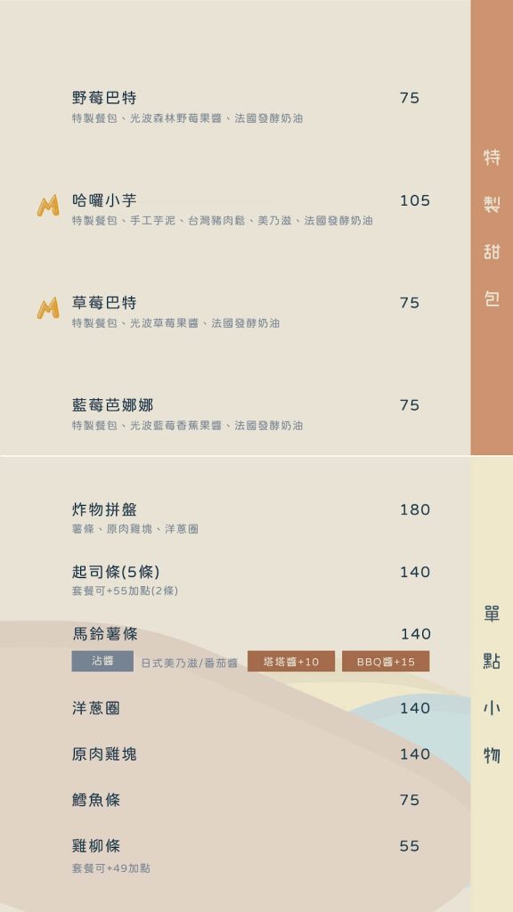 Minami光波餐包・甜點販賣所 Minami光波菜單 Minami菜單